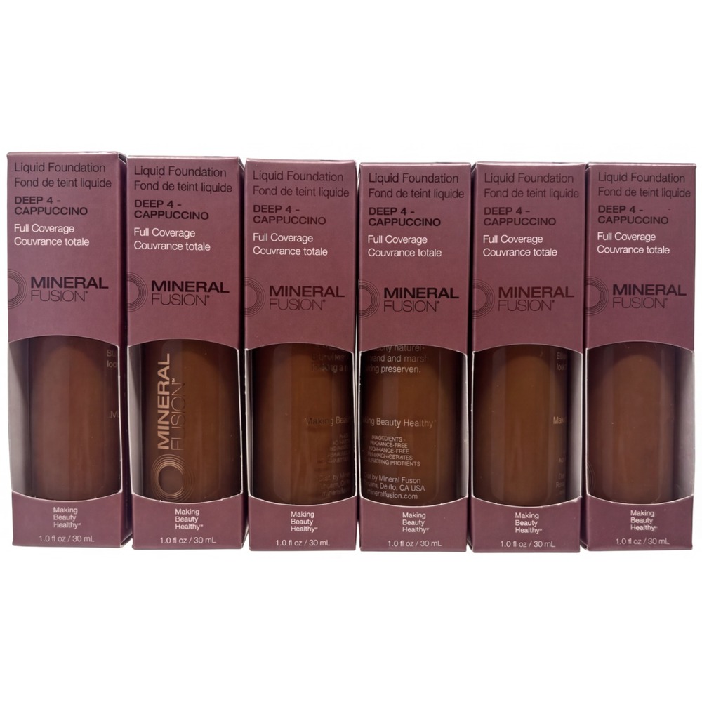 6 Mineral Fusion Liquid Foundation DEEP 4-CAPPUCCINO New 1 Oz